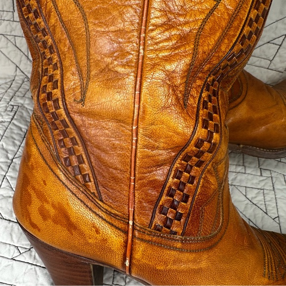 Vintage 1970s Dan Post Heeled Tan Cowgirl Boots Womens Size 6.5 - Picture 8 of 15